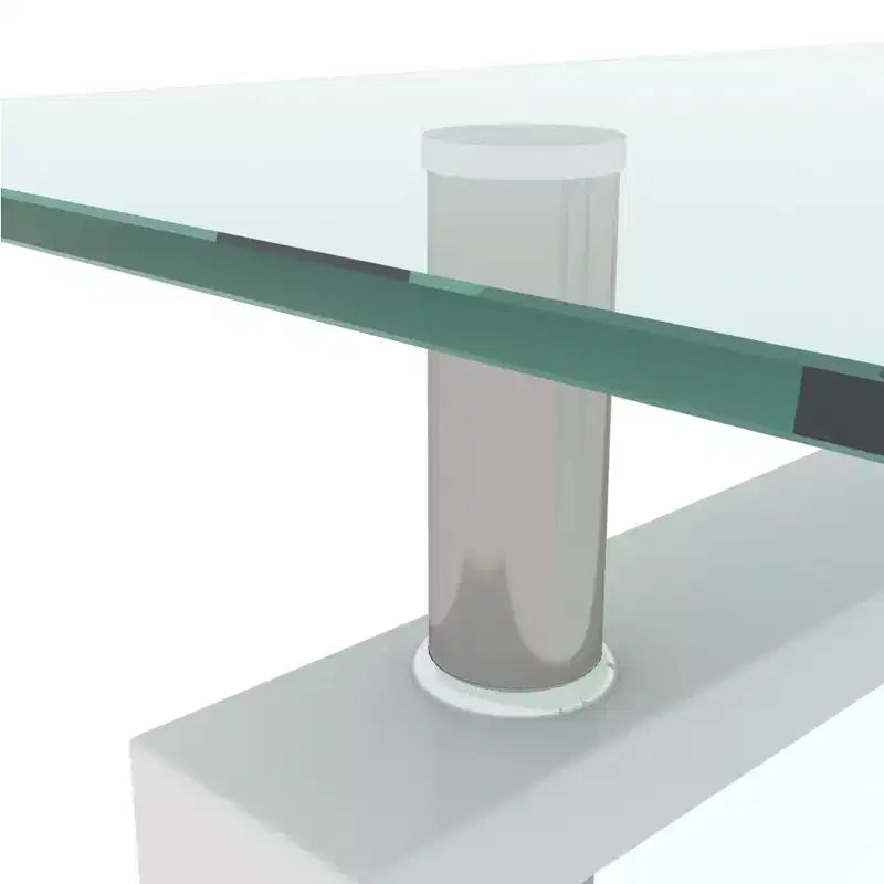 Table basse rectangulaire moderne en verre trempé et fer forgé avec étagère
