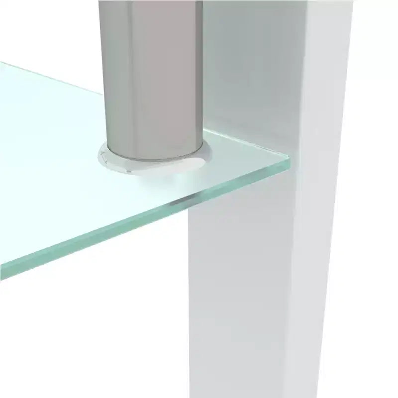 Table basse rectangulaire moderne en verre trempé et fer forgé avec étagère