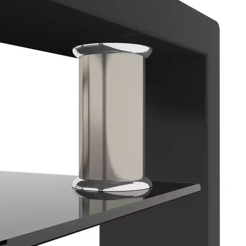 Table basse rectangulaire moderne en verre trempé et fer forgé avec étagère