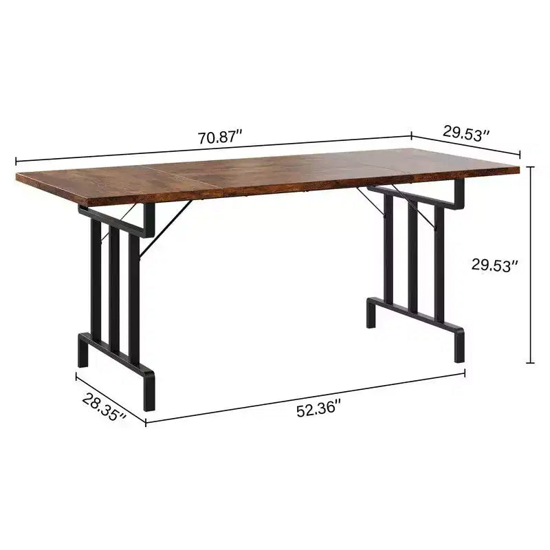 Table à manger rectangulaire en bois pour 6 personnes de 70,87", style industriel et fermier