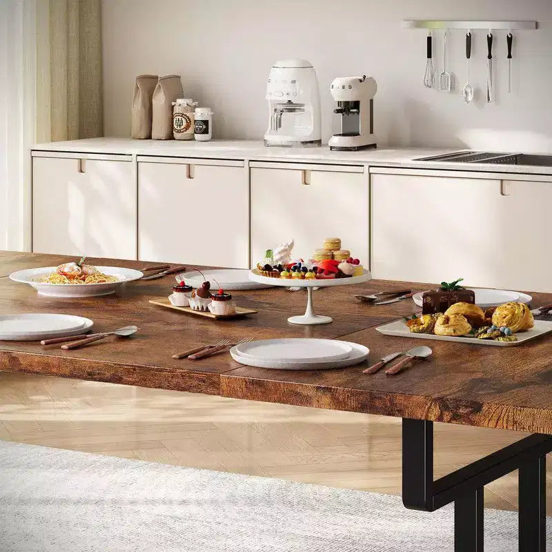 Table à manger rectangulaire en bois pour 6 personnes de 70,87", style industriel et fermier