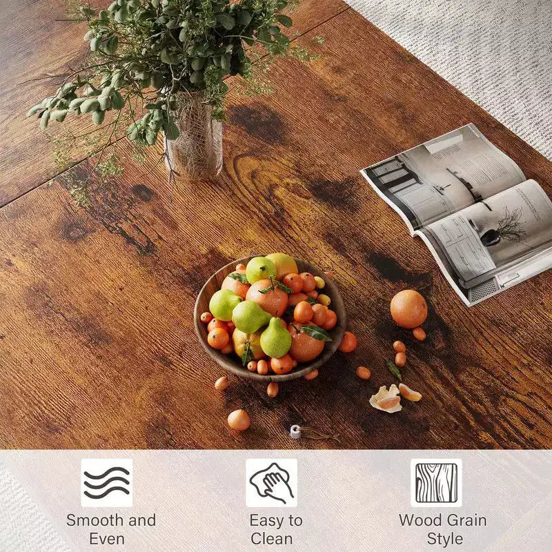 Table à manger rectangulaire en bois pour 6 personnes de 70,87", style industriel et fermier