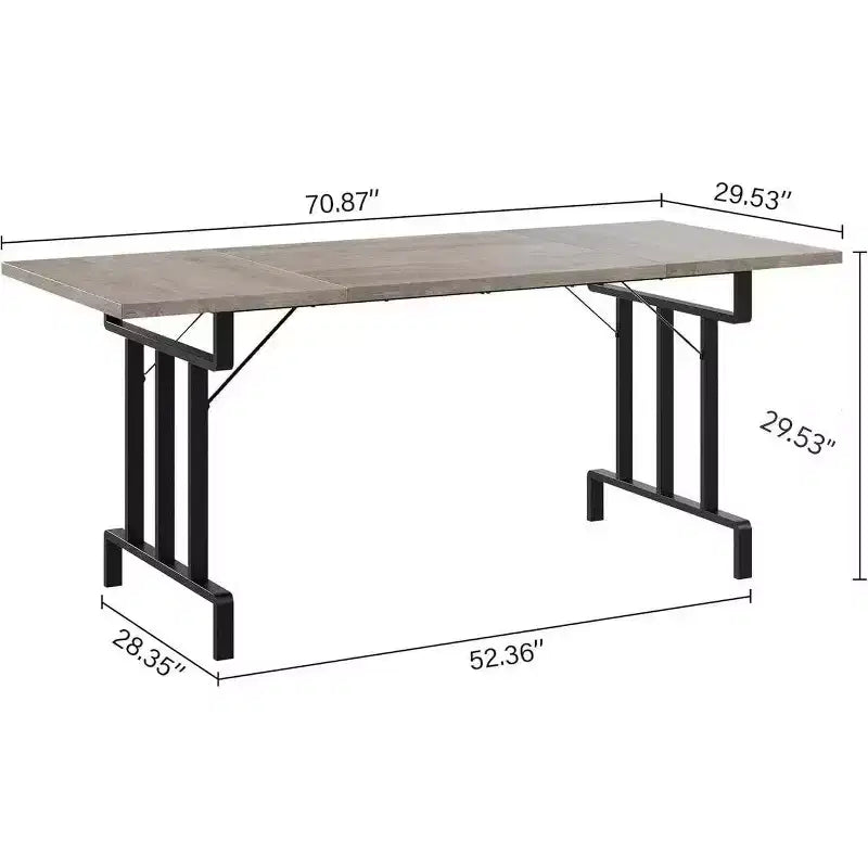 Table à manger rectangulaire en bois pour 6 personnes de 70,87", style industriel et fermier
