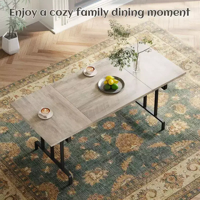 Table à manger rectangulaire en bois pour 6 personnes de 70,87", style industriel et fermier