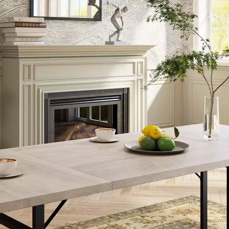 Table à manger rectangulaire en bois pour 6 personnes de 70,87", style industriel et fermier