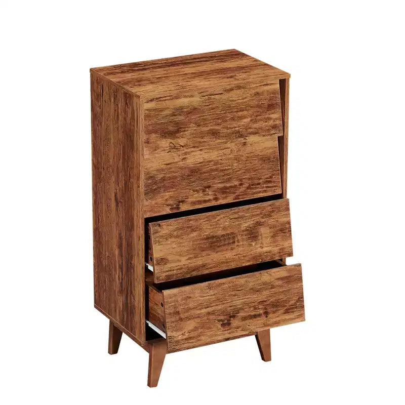 Commode à tiroirs Peg Wood Bevel Design, 4 ou 6 tiroirs, noire ou marron