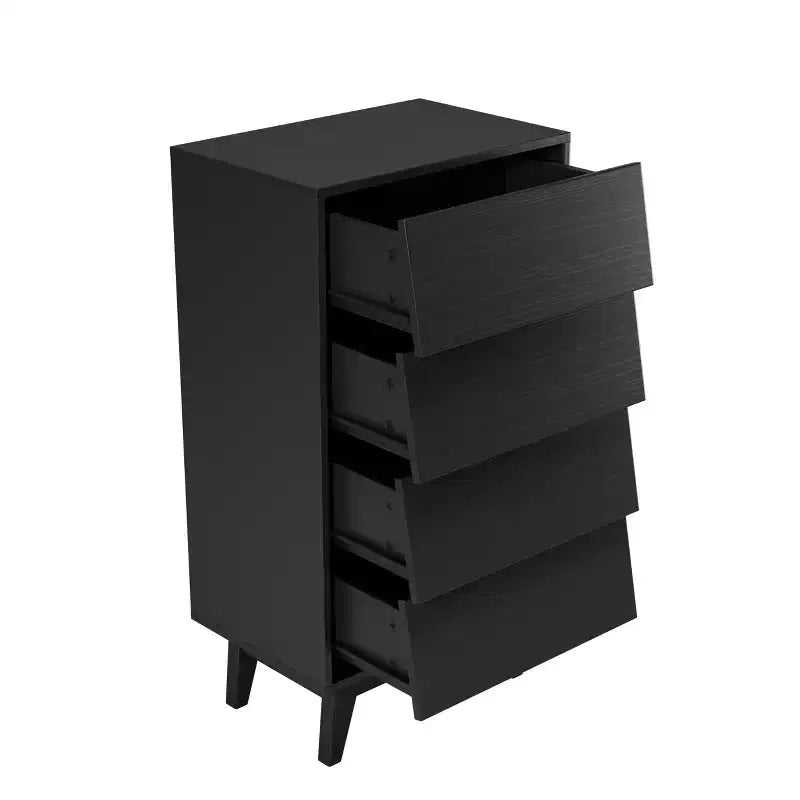 Commode à tiroirs Peg Wood Bevel Design, 4 ou 6 tiroirs, noire ou marron