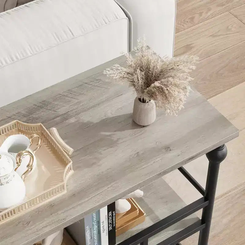 Console d'entrée de ferme de 43" avec 3 niveaux de rangement ouvert, table de canapé étroite pour couloir ou salon