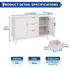 Buffet moderne cannelé de 47,2 po avec 3 tiroirs, 2 portes et étagères réglables