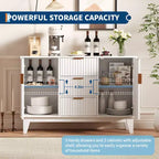 Buffet moderne cannelé de 47,2 po avec 3 tiroirs, 2 portes et étagères réglables