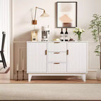 Buffet moderne cannelé de 47,2 po avec 3 tiroirs, 2 portes et étagères réglables