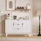 Buffet moderne cannelé de 47,2 po avec 3 tiroirs, 2 portes et étagères réglables