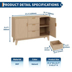 Buffet moderne cannelé de 47,2 po avec 3 tiroirs, 2 portes et étagères réglables