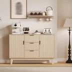 Buffet moderne cannelé de 47,2 po avec 3 tiroirs, 2 portes et étagères réglables