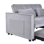 Canapé-lit convertible 3-en-1 en velours gris avec oreillers