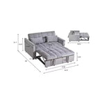 Canapé-lit convertible 3-en-1 en velours gris avec oreillers