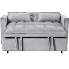 Canapé-lit convertible 3-en-1 en velours gris avec oreillers