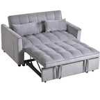 Canapé-lit convertible 3-en-1 en velours gris avec oreillers