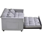 Canapé-lit convertible 3-en-1 en velours gris avec oreillers