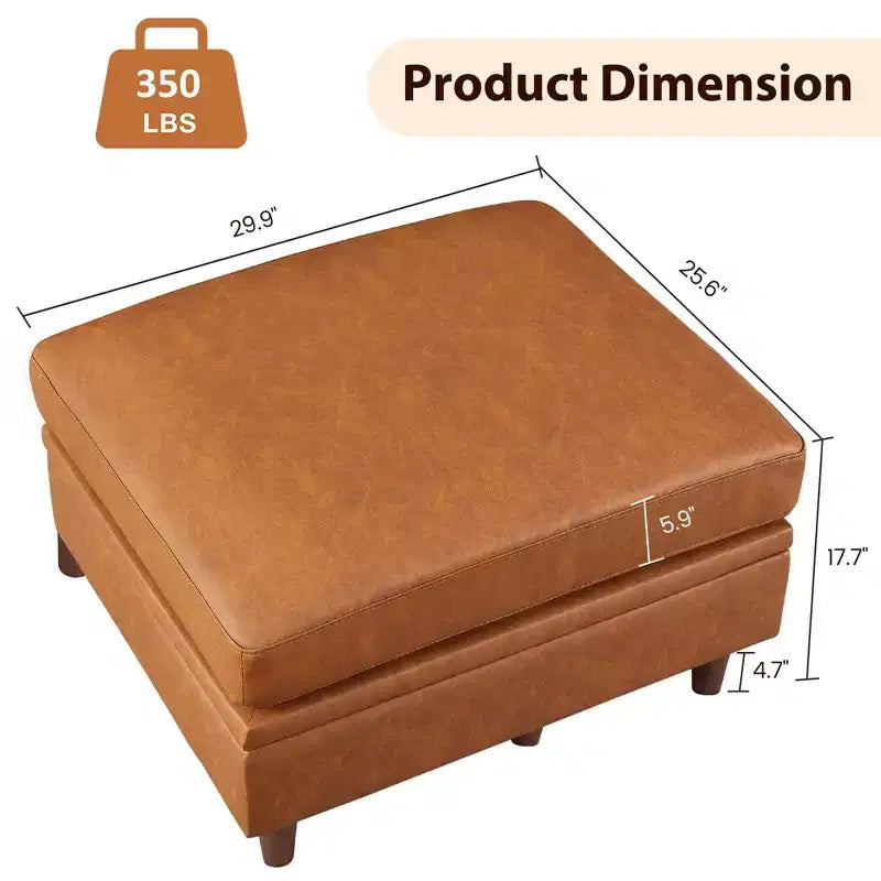 Square Storage Ottoman, Small Leather Foot Rest Stool for Couch, Upholstered Footstool Cube for Entryway Bedroom Living Room