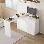 armoire à maquillage de maquillage convertible avec 6 tiroirs, bureau d'étude pour ordinateur, blanc