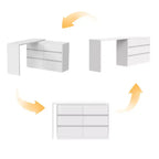 armoire à maquillage de maquillage convertible avec 6 tiroirs, bureau d'étude pour ordinateur, blanc