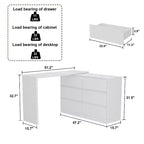 armoire à maquillage de maquillage convertible avec 6 tiroirs, bureau d'étude pour ordinateur, blanc