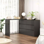 armoire à maquillage de maquillage convertible avec 6 tiroirs, bureau d'étude pour ordinateur, blanc