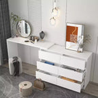 armoire à maquillage de maquillage convertible avec 6 tiroirs, bureau d'étude pour ordinateur, blanc