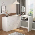 armoire à maquillage de maquillage convertible avec 6 tiroirs, bureau d'étude pour ordinateur, blanc