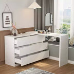armoire à maquillage de maquillage convertible avec 6 tiroirs, bureau d'étude pour ordinateur, blanc