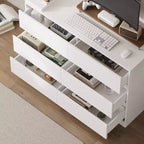 armoire à maquillage de maquillage convertible avec 6 tiroirs, bureau d'étude pour ordinateur, blanc