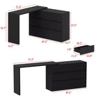 armoire à maquillage de maquillage convertible avec 6 tiroirs, bureau d'étude pour ordinateur, blanc