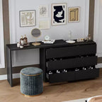 armoire à maquillage de maquillage convertible avec 6 tiroirs, bureau d'étude pour ordinateur, blanc