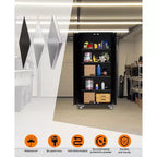 Armoire de rangement haute en métal de 72 po avec roulettes, armoire à outils en acier laminé à froid, 4 étagères réglables, roulante verrouillable