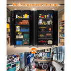 Armoire de rangement haute en métal de 72 po avec roulettes, armoire à outils en acier laminé à froid, 4 étagères réglables, roulante verrouillable