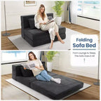 Fauteuil-lit pliant 4-en-1 avec oreiller, matelas de sol convertible en mousse