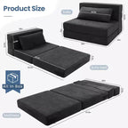 Fauteuil-lit pliant 4-en-1 avec oreiller, matelas de sol convertible en mousse