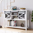 Table console de 46 pouces avec étagère de rangement ouverte, table d'entrée moderne en bois à 2 niveaux, tables d'appoint de canapé derrière le canapé pour le salon, le couloir, l'entrée, le foyer.
