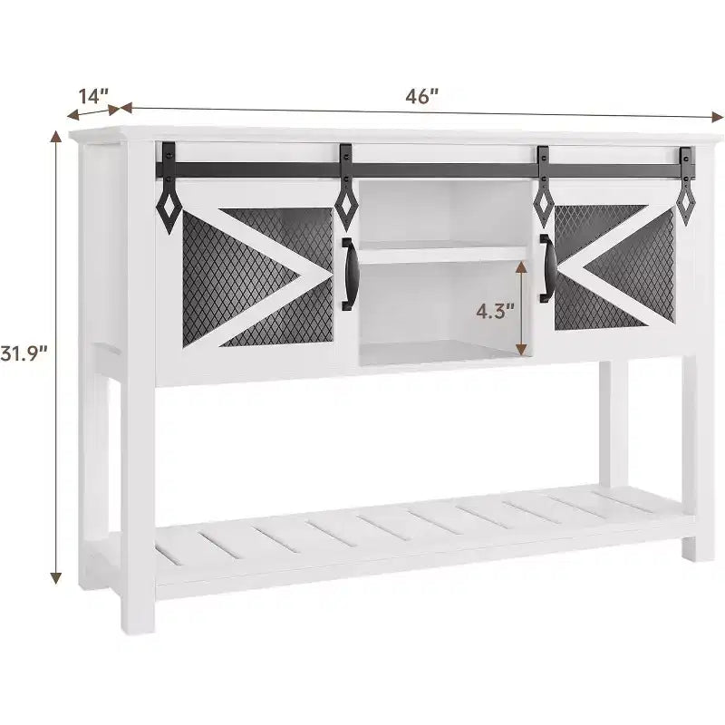 46 Console Table with Open Storage Shelf, Modern Wood 2 Tier Entryway Table, Sofa Entry Tables Behind Couch for Living Room, Hallway, Entrance Foyer