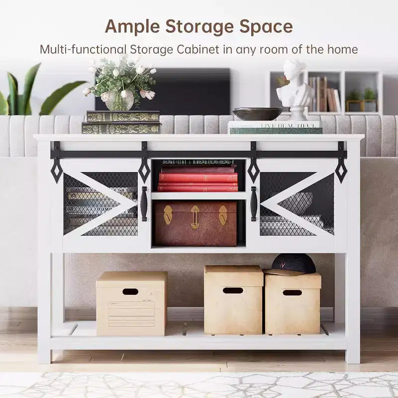 46 Console Table with Open Storage Shelf, Modern Wood 2 Tier Entryway Table, Sofa Entry Tables Behind Couch for Living Room, Hallway, Entrance Foyer