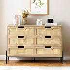 Grande commode large à 6 tiroirs, pieds en métal robustes, commode de style ferme pour placard, salon, chambre à coucher,