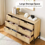 Grande commode large à 6 tiroirs, pieds en métal robustes, commode de style ferme pour placard, salon, chambre à coucher,