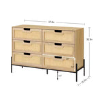Grande commode large à 6 tiroirs, pieds en métal robustes, commode de style ferme pour placard, salon, chambre à coucher,