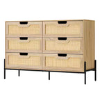 Grande commode large à 6 tiroirs, pieds en métal robustes, commode de style ferme pour placard, salon, chambre à coucher,