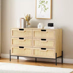 Grande commode large à 6 tiroirs, pieds en métal robustes, commode de style ferme pour placard, salon, chambre à coucher,
