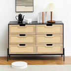 Grande commode large à 6 tiroirs, pieds en métal robustes, commode de style ferme pour placard, salon, chambre à coucher,