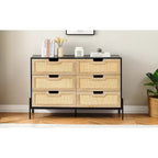 Grande commode large à 6 tiroirs, pieds en métal robustes, commode de style ferme pour placard, salon, chambre à coucher,