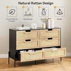Grande commode large à 6 tiroirs, pieds en métal robustes, commode de style ferme pour placard, salon, chambre à coucher,