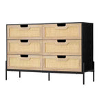 Grande commode large à 6 tiroirs, pieds en métal robustes, commode de style ferme pour placard, salon, chambre à coucher,